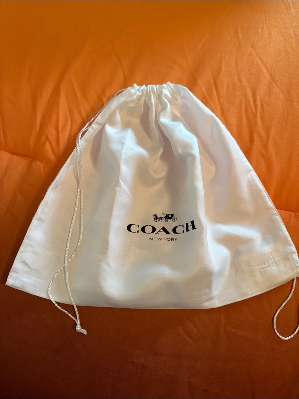 Coach White Drawstring Dust Bag